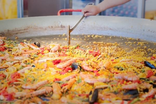 seafood paella in a paella pan at a street food ma 2023 01 21 03 31 00 utc